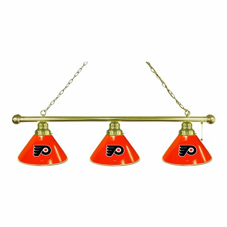 HOLLAND BAR STOOL CO Philadelphia Flyers 3 Shade Billiard Light, Orange Shades, Brass Fixture BL3BRPhiFly-O